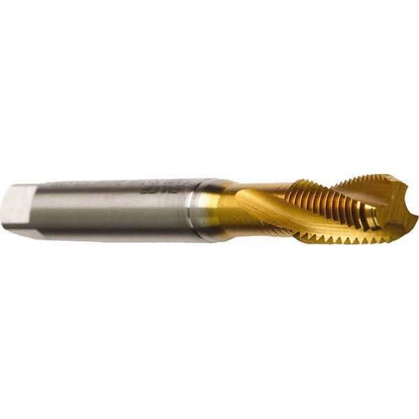 Emuge - #2-56 UNC 2 Flute 2B Modified Bottoming Spiral Flute Tap - Cobalt, TiN Finish, 1.772" OAL, Right Hand Flute, Right Hand Thread, Series Rekord D - USA Tool & Supply