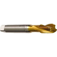 Emuge - #2-56 UNC 2 Flute 2B Modified Bottoming Spiral Flute Tap - Cobalt, TiN Finish, 1.772" OAL, Right Hand Flute, Right Hand Thread, Series Rekord D - USA Tool & Supply