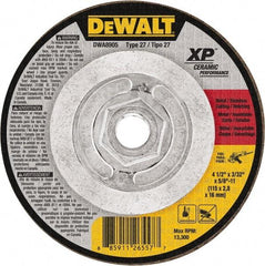 DeWALT - 24 Grit, 4-1/2" Wheel Diam, Type 27 Depressed Center Wheel - Coarse/Medium Grade, Ceramic, N Hardness, 13,300 Max RPM - USA Tool & Supply