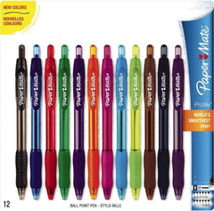 Paper Mate - 1.4mm Ball Point Retractable Pen - Assorted Colors - USA Tool & Supply