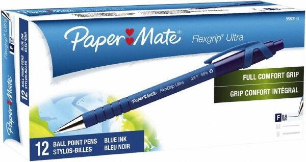 Paper Mate - 0.8mm Ball Point Retractable Pen - Blue - USA Tool & Supply