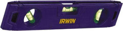 Irwin - Magnetic 9" Long 3 Vial Torpedo Level - ABS Plastic, Blue, 1 45°, 1 Level & 1 Plumb Vials - USA Tool & Supply