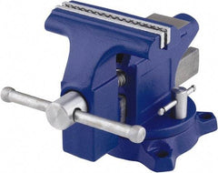 Irwin - 4-1/2" Jaw Width, 3" Opening Capacity, 2-3/8" Throat Depth, Steel Swivel Bench Vise - Bolt Down Base Attachment, Anvil - USA Tool & Supply