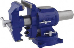 Irwin - 5" Jaw Width, 4-57/64" Opening Capacity, 3" Throat Depth, Steel Swivel Bench Vise - Bolt Down Base Attachment, Anvil - USA Tool & Supply