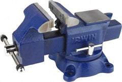 Irwin - 4-1/2" Jaw Width, 4" Opening Capacity, 2-3/8" Throat Depth, Steel Stationary Bench Vise - Bolt Down Base Attachment, Anvil - USA Tool & Supply