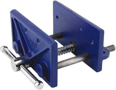 Irwin - 6-1/2" Jaw Width, 4-1/2" Jaw Opening, 2" Throat Depth, Woodworking Vise - Standard Spindle - USA Tool & Supply