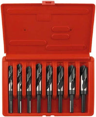 Irwin - 9/16 to 1", 118° Point, Bright Finish, High Speed Steel Reduced Shank Drill Bit Set - USA Tool & Supply