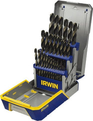 Irwin - 1/16 to 1/2", 135° Point, Oxide/Gold Finish, High Speed Steel Jobber Length Drill Bit Set - USA Tool & Supply