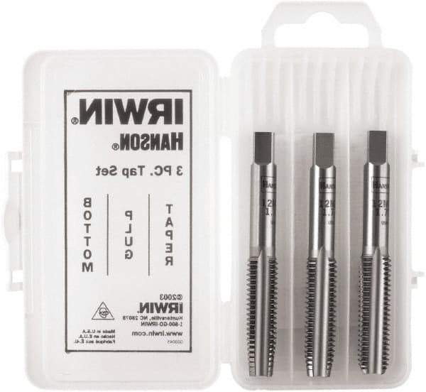 Irwin Hanson - M10x1.00 Metric, 4 Flute, Bottoming, Plug & Taper, Bright Finish, Carbon Steel Tap Set - Right Hand Cut, 2B Class of Fit, Series Hanson - USA Tool & Supply