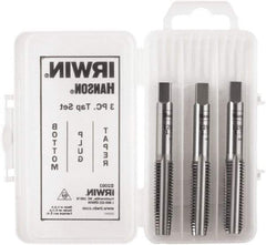 Irwin Hanson - M10x1.00 Metric, 4 Flute, Bottoming, Plug & Taper, Bright Finish, Carbon Steel Tap Set - Right Hand Cut, 2B Class of Fit, Series Hanson - USA Tool & Supply