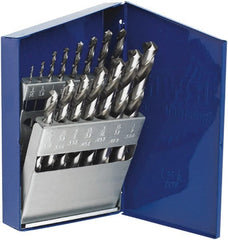 Irwin - 1/16 to 1/2", 118° Point, Bright Finish, High Speed Steel Jobber Length Drill Bit Set - USA Tool & Supply