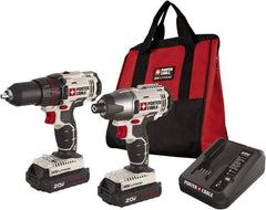 Porter-Cable - 20 Volt Cordless Tool Combination Kit - Includes 1/2" Drill/Driver & 1/4" Impact Driver, Lithium-Ion Battery Included - USA Tool & Supply