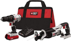 Porter-Cable - 20 Volt Cordless Tool Combination Kit - Includes 1/2" Drill/Driver & Reciprocating Saw, Lithium-Ion Battery Included - USA Tool & Supply