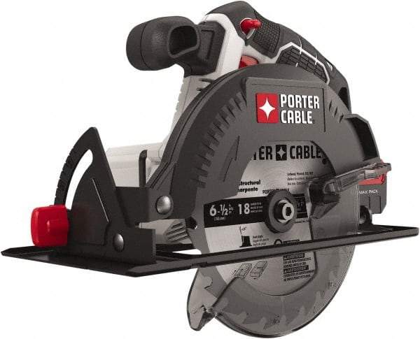 Porter-Cable - 20 Volt, 6-1/2" Blade, Cordless Circular Saw - 4,200 RPM, Lithium-Ion Batteries Not Included - USA Tool & Supply