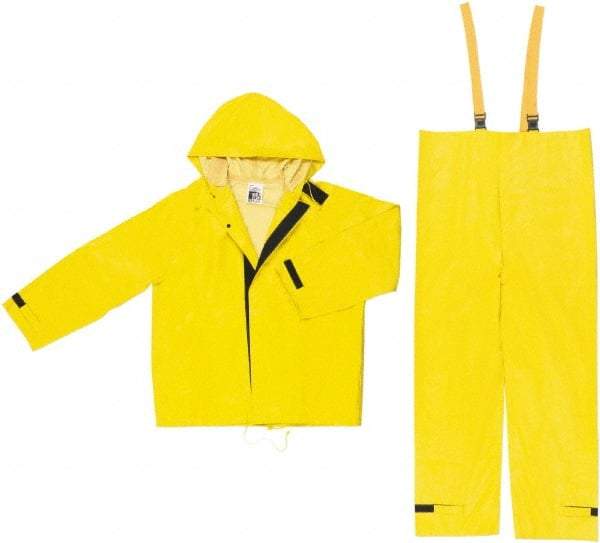 MCR Safety - Size XL, Yellow, Rain Two Piece Suit - Attached Hood, Take Up Snaps Ankle, Take Up Snaps Wrist - USA Tool & Supply