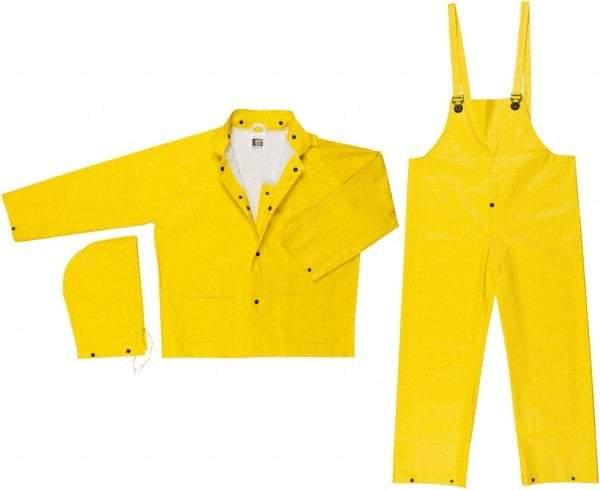 MCR Safety - Size M, Yellow, Rain Encapsulated Suit - Detachable Hood, Take Up Snaps Ankle, Take Up Snaps Wrist - USA Tool & Supply