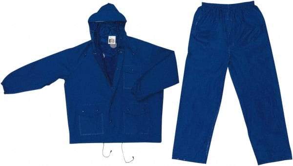 MCR Safety - Size S, Blue, Rain, Disposable Encapsulated Suit - Attached Hood, Elastic Wrist - USA Tool & Supply