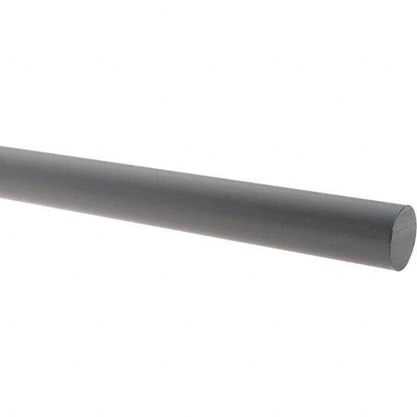 Made in USA - 5' Long, 7/8" Diam, PVC Plastic Rod - Gray - USA Tool & Supply