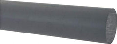 Made in USA - 5' Long, 2" Diam, CPVC Plastic Rod - Gray - USA Tool & Supply
