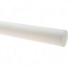 Value Collection - 8' Long, 6" Diam, Polyethylene (HDPE) Plastic Rod - White - USA Tool & Supply