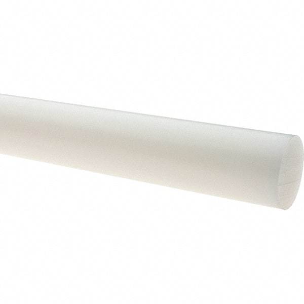 Value Collection - 8' Long, 1" Diam, Polyethylene (LDPE) Plastic Rod - White - USA Tool & Supply