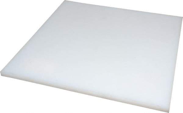 Made in USA - 3/8" Thick x 12" Wide x 1' Long, Polyethylene (UHMW) Sheet - White, ±0.20% Tolerance - USA Tool & Supply