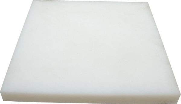 Made in USA - 1" Thick x 12" Wide x 1' Long, Polyethylene (UHMW) Sheet - White, ±0.10% Tolerance - USA Tool & Supply