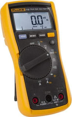 Fluke - 115, CAT III, 600 VAC/VDC, Digital True RMS Auto Ranging Manual Ranging Multimeter - 40 mOhm, Measures Voltage, Capacitance, Current, Frequency, Resistance - USA Tool & Supply