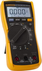 Fluke - 117, CAT III, 600 VAC/VDC, Digital True RMS Auto Ranging Manual Ranging Multimeter - 40 mOhm, Measures Voltage, Capacitance, Current, Frequency, Resistance - USA Tool & Supply