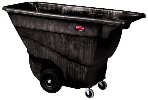 Rubbermaid - 450 Lb Load Capacity, 1/2 Cu Yd, Polyethylene Tilt Truck - 26-7/8" Wide x 57-3/8" Long x 33-7/8" High, Black - USA Tool & Supply