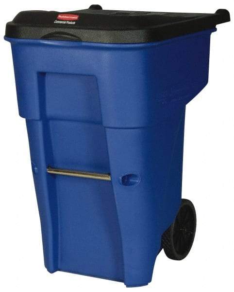 Rubbermaid - 65 Gal Blue Rectangle Trash Can - Polyethylene, 41.8" High x 32.3" Long x 25.3" Wide - USA Tool & Supply