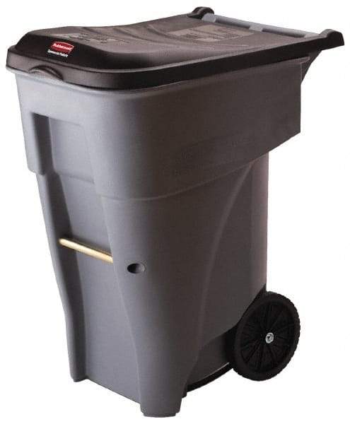 Rubbermaid - 65 Gal Gray Rectangle Trash Can - Polyethylene, 41.8" High x 32.3" Long x 25.3" Wide - USA Tool & Supply