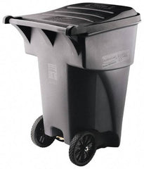 Rubbermaid - 95 Gal Gray Rectangle Trash Can - Polyethylene, 45.6" High x 35.4" Long x 27.3" Wide - USA Tool & Supply