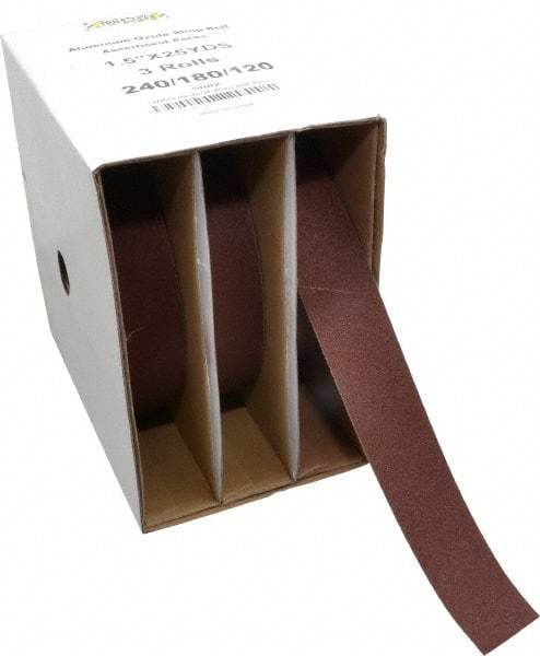 Tru-Maxx - 25 Yards x 1-1/2" 3 Piece Roll Kit - 120, 180 & 240 Grit, & Fine & Very Fine Grades - USA Tool & Supply
