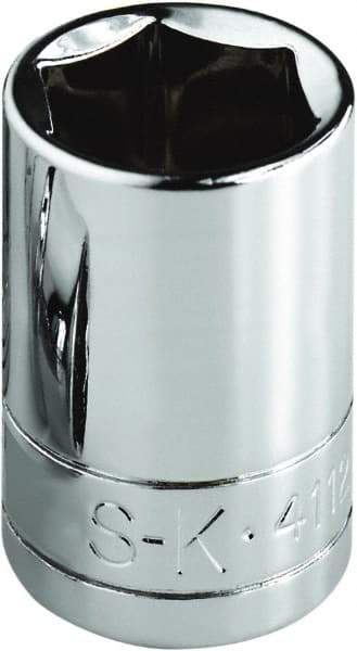 SK - 1-1/4", 1/2" Drive, Standard Hand Socket - 6 Points, Steel, Chrome Finish - USA Tool & Supply