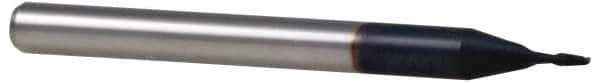 Accupro - 0.012" Diam, 0.018" LOC, 2 Flute Solid Carbide Ball End Mill - AlTiN Finish, Single End, 1-1/2" OAL, 1/8" Shank Diam, Spiral Flute - USA Tool & Supply
