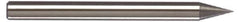 Accupro - 0.01" Diam, 0.03" LOC, 2 Flute Solid Carbide Ball End Mill - Uncoated, Single End, 1-1/2" OAL, 1/8" Shank Diam, Spiral Flute - USA Tool & Supply