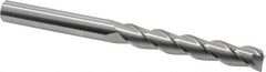SGS - 1/2", 3-1/8" LOC, 1/2" Shank Diam, 6" OAL, 3 Flute, Solid Carbide Square End Mill - Single End, Uncoated, Spiral Flute, 38° Helix, Right Hand Cut, Right Hand Flute, Series 43 - USA Tool & Supply