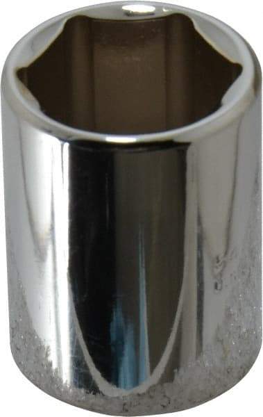 Proto - 1/2" Drive, Standard Hand Socket - 6 Points, 1-1/2" OAL, Chrome Finish - USA Tool & Supply