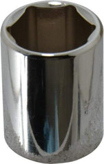 Proto - 1/2" Drive, Standard Hand Socket - 6 Points, 1-1/2" OAL, Chrome Finish - USA Tool & Supply