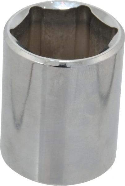 Proto - 1/2" Drive, Standard Hand Socket - 6 Points, 1-1/2" OAL, Chrome Finish - USA Tool & Supply