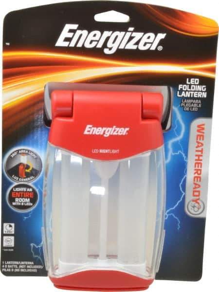 Energizer - LED Bulb, 200 Lumens, Spotlight/Lantern Flashlight - Red Plastic Body, 4 D Batteries Not Included - USA Tool & Supply