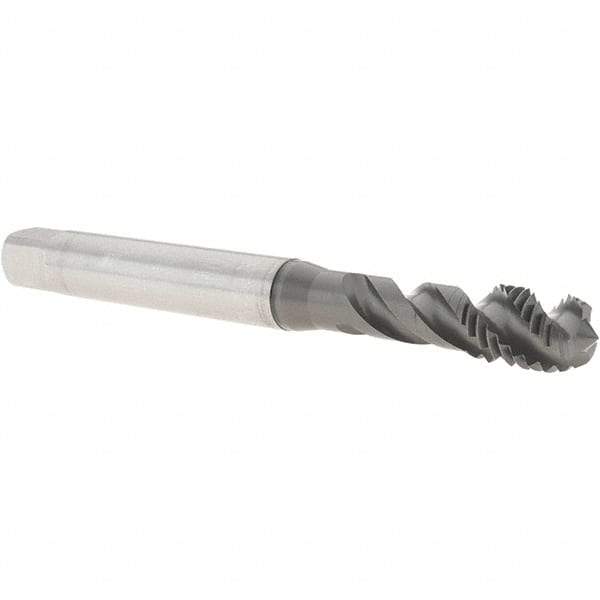 Emuge - M10x1.50 Metric 3 Flute 6H Modified Bottoming Spiral Flute Tap - Cobalt, GLT-1 Finish, 100mm OAL, Right Hand Flute, Right Hand Thread, Series Enorm - USA Tool & Supply