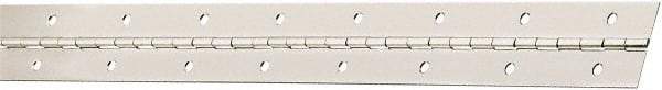 National Mfg. - 30" Long x 1-1/2" Wide, Steel Satin Nickel Coating Continuous Hinge - 0.042" Thick with Holes - USA Tool & Supply