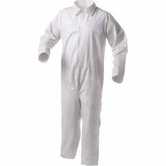 KleenGuard - Size 4XL Film Laminate General Purpose Coveralls - White, Zipper Closure, Open Cuffs, Open Ankles, Serged Seams - USA Tool & Supply