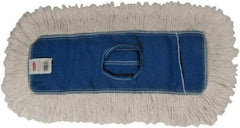 Rubbermaid - 24" Long x 5" Wide Cotton/Synthetic Dust Mop Head - Envelope Connection, Blue, Cut-End Head, Launderable - USA Tool & Supply