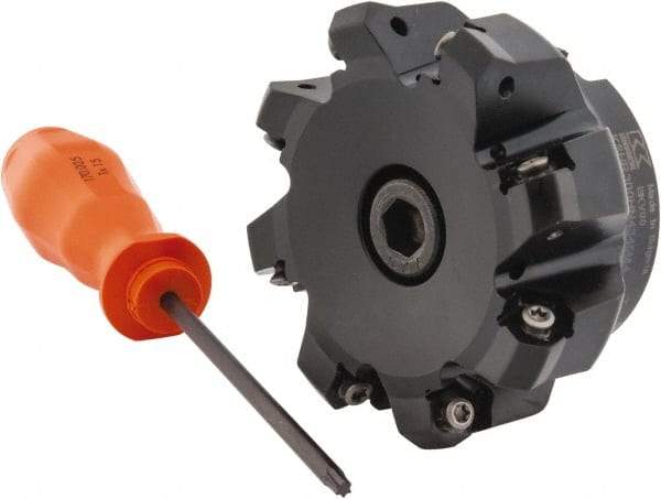 Kennametal - 3" Cut Diam, 1" Arbor Hole, 3.23mm Max Depth of Cut, 45° Indexable Chamfer & Angle Face Mill - 8 Inserts, HNGJ 0604... Insert, Right Hand Cut, 8 Flutes, Through Coolant, Series Dodeka Mini - USA Tool & Supply