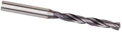 Kennametal - #12 Spiral Flute Solid Carbide Screw Machine Drill Bit - Multilayer TiAlN Finish, Right Hand Cut, 28mm Flute Length, 66mm OAL, Standard Point, Straight Shank, Through Coolant - USA Tool & Supply
