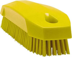 Vikan - 0.7" Bristle Length, Polyester Scrub Brush - 1-1/2" Wide Head, 4-1/2" OAL, Yellow, Polypropylene Block - USA Tool & Supply