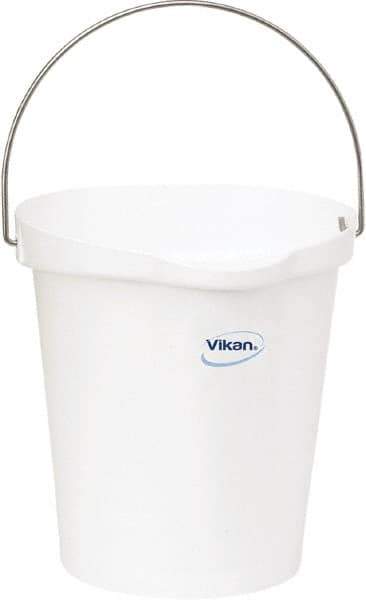 Vikan - 3 Gal, Polypropylene Round White Single Pail with Pour Spout - Handle Included - USA Tool & Supply